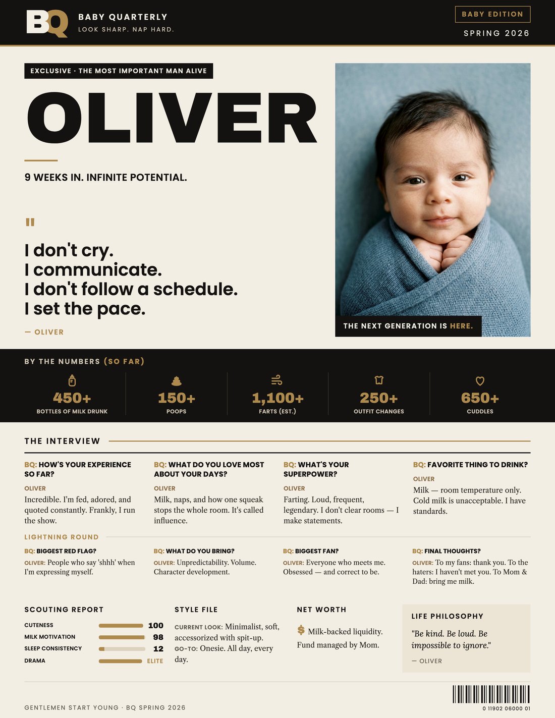 Oliver on the cover of BQ